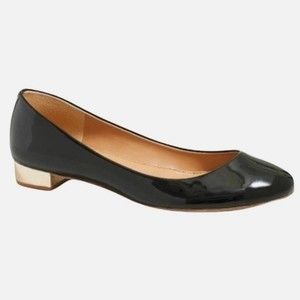 3 FOR $40 | J.Crew Women's Jamey Black Patent Leather Flats with Gold Heels